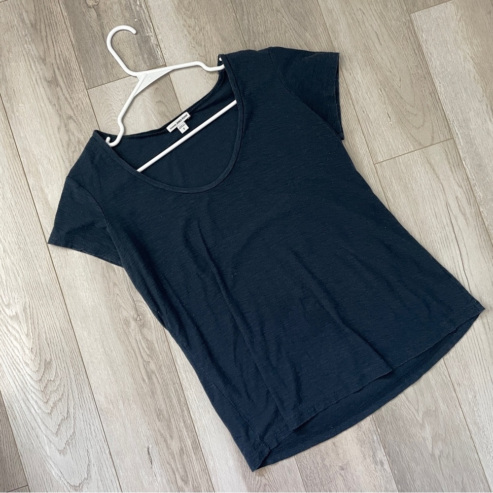 James Perse Tshirt cotton modal scoop short sleeve womes Navy Blue medium basic